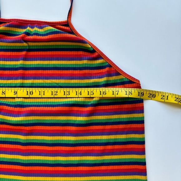 Rainbow Striped Pride Plus Size Halter Cami Crop Top - Size 3x - Picture 4 of 6